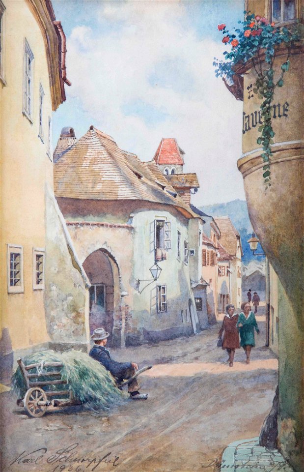 Karl Schnorpfeil Dürnstein Gassenszene
