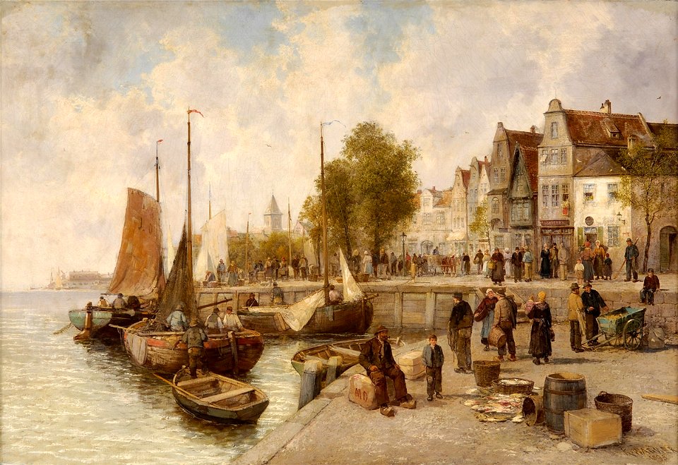 Karl Wagner Markttag in einer holländischen Hafenstadt 1893