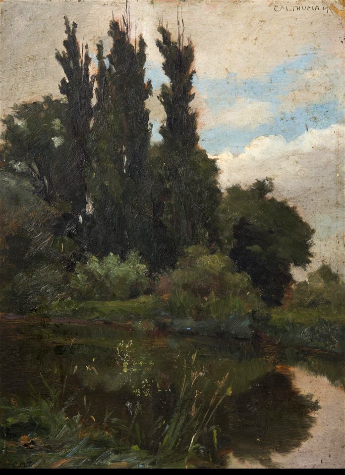 Karl Maria Thuma - Poplars by the Water