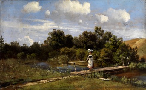 Karl Millner Sommerliche Landschaft mit einer Wäscherin