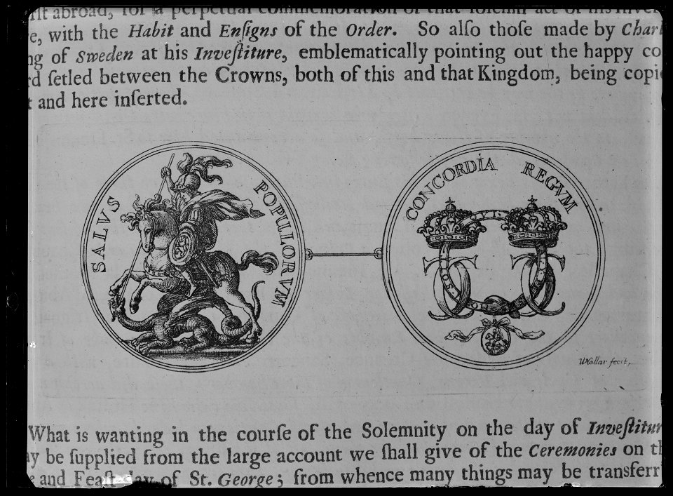 Karl XIs Strumpebandsordensmedaljer - ur Aschmole, The institution, laws & ceremonies - Livrustkammaren - 60748