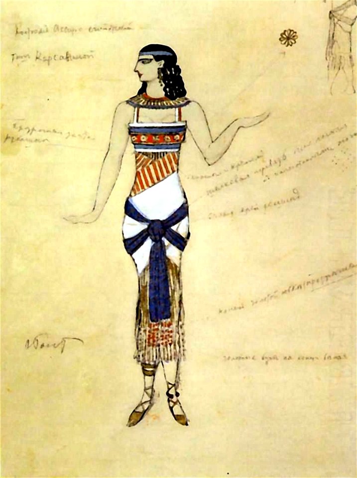 Karsavina in egyptian costume by Bakst (1907)