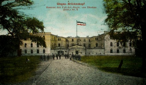 Kaserne des Fußartillerie-Regiments 6 in Glogau, Postkarte von vor 1913