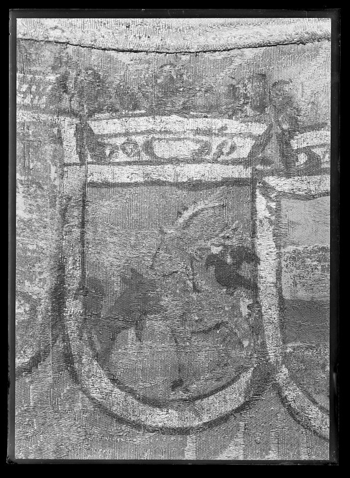 Karl XIs riksbanér från kröningen 1675-09-28 i Uppsala domkyrka - Livrustkammaren - 77633