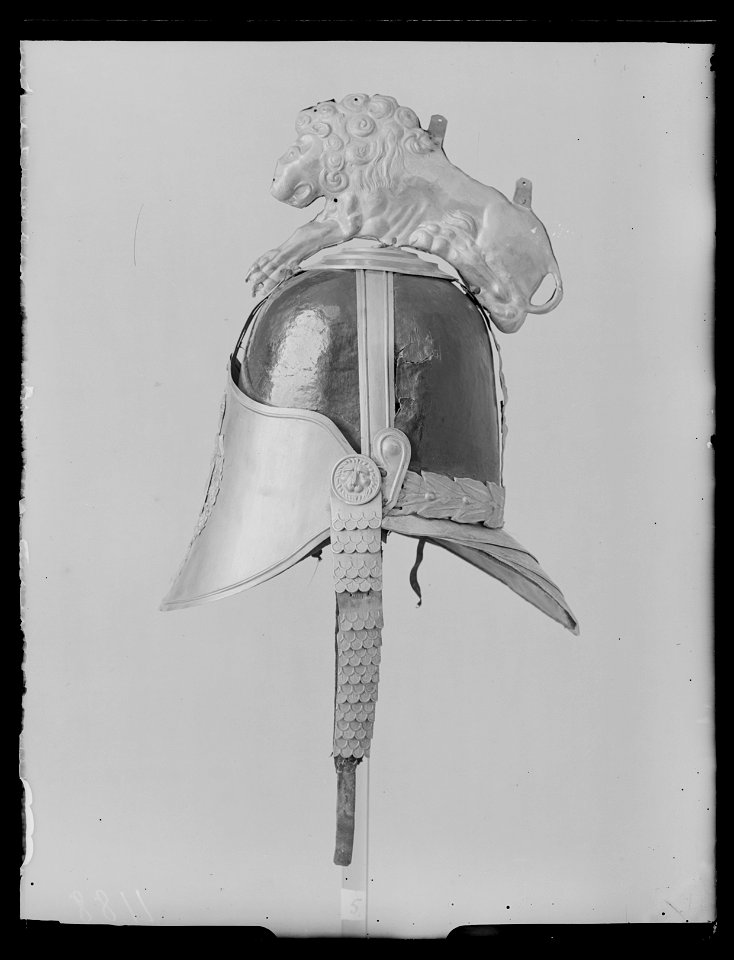 Kask med lejonprydnad Livdrabantkåren - Livrustkammaren - 27852