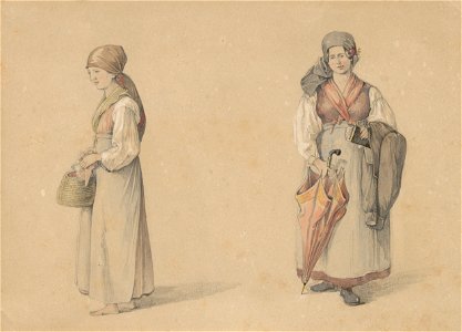 Karol Ľudovít Libay - Stojaca žena z en face a z profilu - K 16167 - Slovak National Gallery
