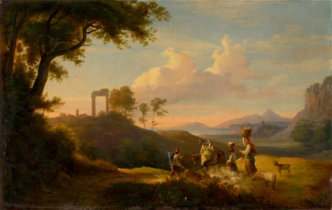 Karol Marko ml. - Figural Scene in South Italian Landscape - O 4539 - Slovak National Gallery. Free illustration for personal and commercial use.