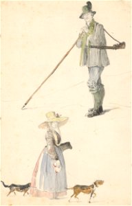 Karol Ľudovít Libay - Štúdia poľovníka a ženy so psami - K 16168 - Slovak National Gallery