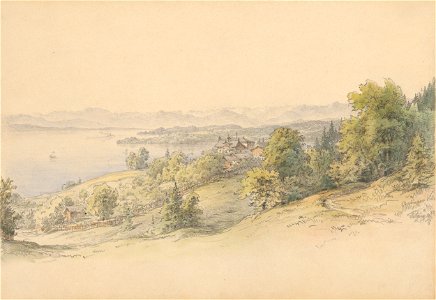 Karol Ľudovít Libay - Pohľad na vilu Beringer s panorámou krajiny - K 16145 - Slovak National Gallery