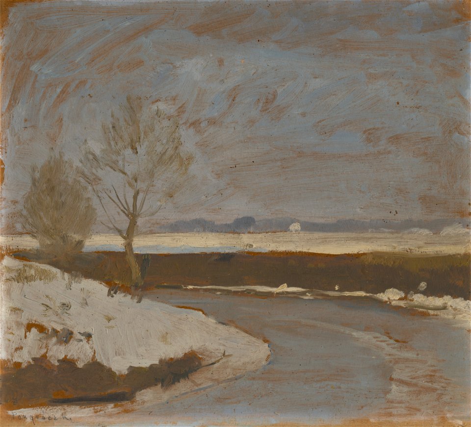 Karol Pongrácz - Štúdia zimnej krajiny s potokom - O 6285 - Slovak National Gallery