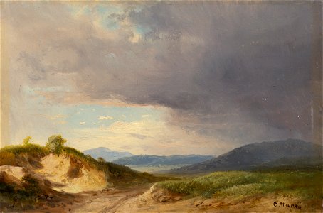 Karol Marko st. - Hilly Landscape with Cloudy Skies - O 444 - Slovak National Gallery. Free illustration for personal and commercial use.