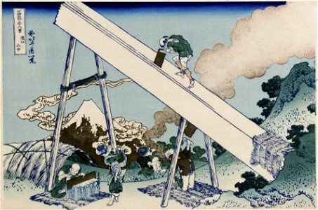 Katsushika Hokusai (1760-1849), Gezicht op de berg Fuji vanuit de bergen van de provincie Totomi (1829-33)