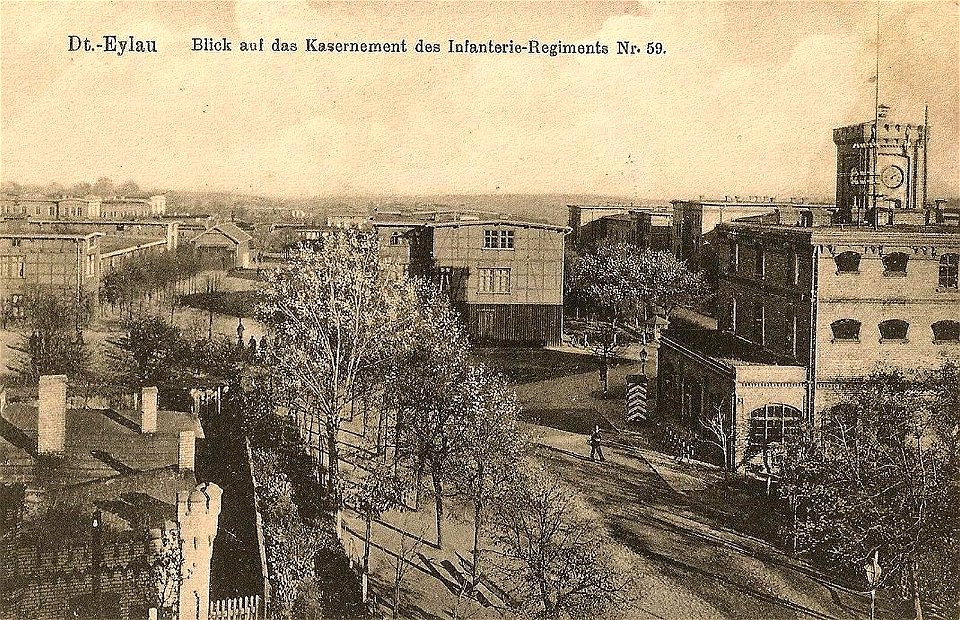 Kaserne Infanterie-Regiment 59 in Deutsch Eylau, Postkarte vor 1914