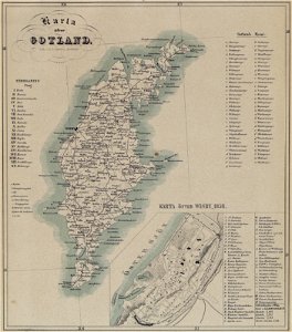 Karta öfver Gotland och Wisby – P A Säve 1858