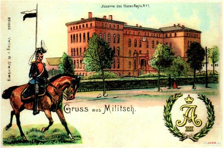 Kaserne des UR-1 in Militsch, Postkarte von vor 1915