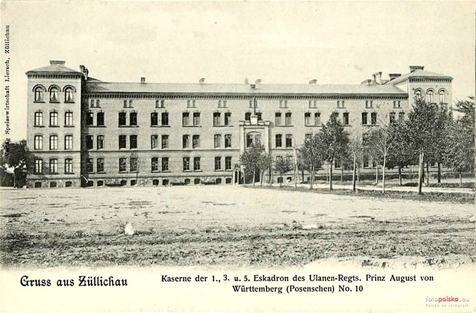 Kaserne des UR-10 in Züllichau, Postkarte von vor 1913