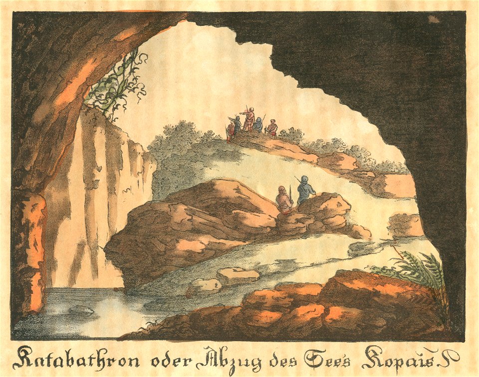 Katabathron oder Abzug des See's Kopaiss - Griechenland Oder Sitten Bräuche Trachten Und Denkmäler Der Griechen Nach Den Neuesten Und Beste Quellen Bearbeitet - 1825