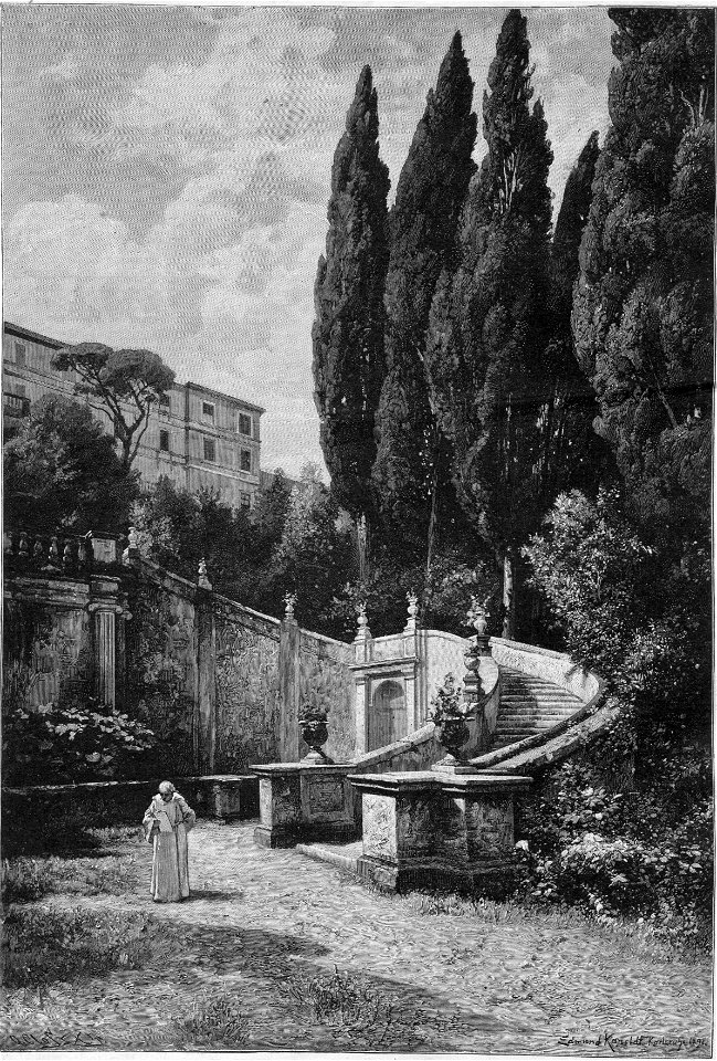 Kath. Illustratie 1894 Villa d'Este near Tivoli, by Edmund Kanoldt