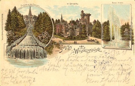Kassel, Hessen - Schlosspark Wilhelmshöhe (Herkules und Kaskaden, Löwenburg, Große Fontäne) (Zeno Ansichtskarten)