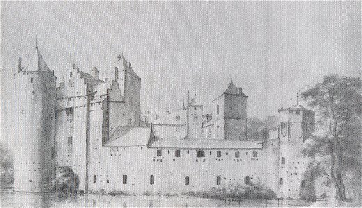 Kasteel De Haar bij Utrecht rond 1646 getekend door Roghman