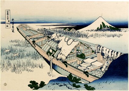 Katsushika Hokusai (1760-1849), Gezicht op Ushibori in de provincie Hitachi (1829-33)