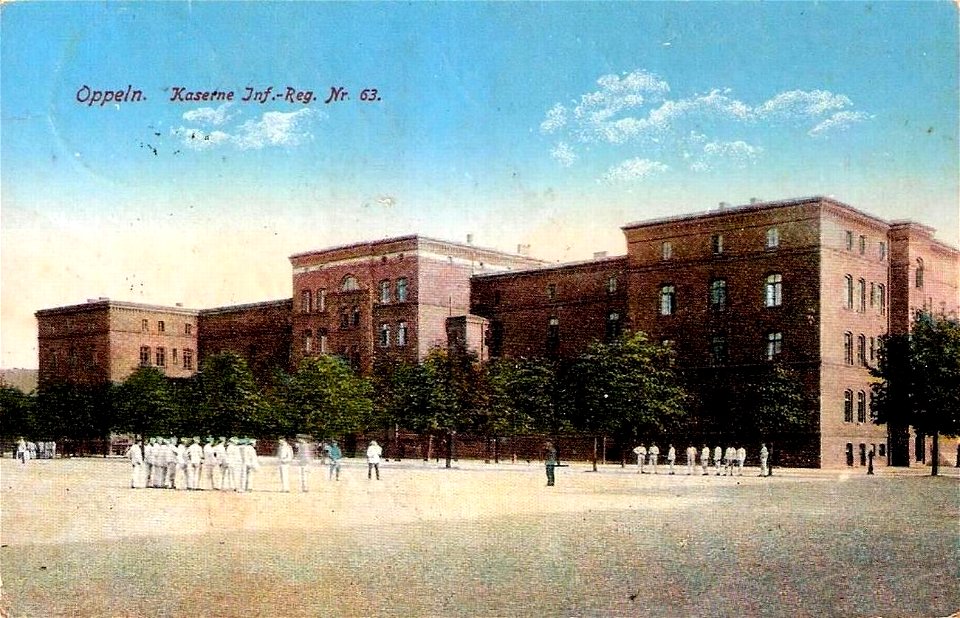 Kaserne des Infanterie-Regiments Nr. 63 in Oppeln, Postkarte von vor 1913