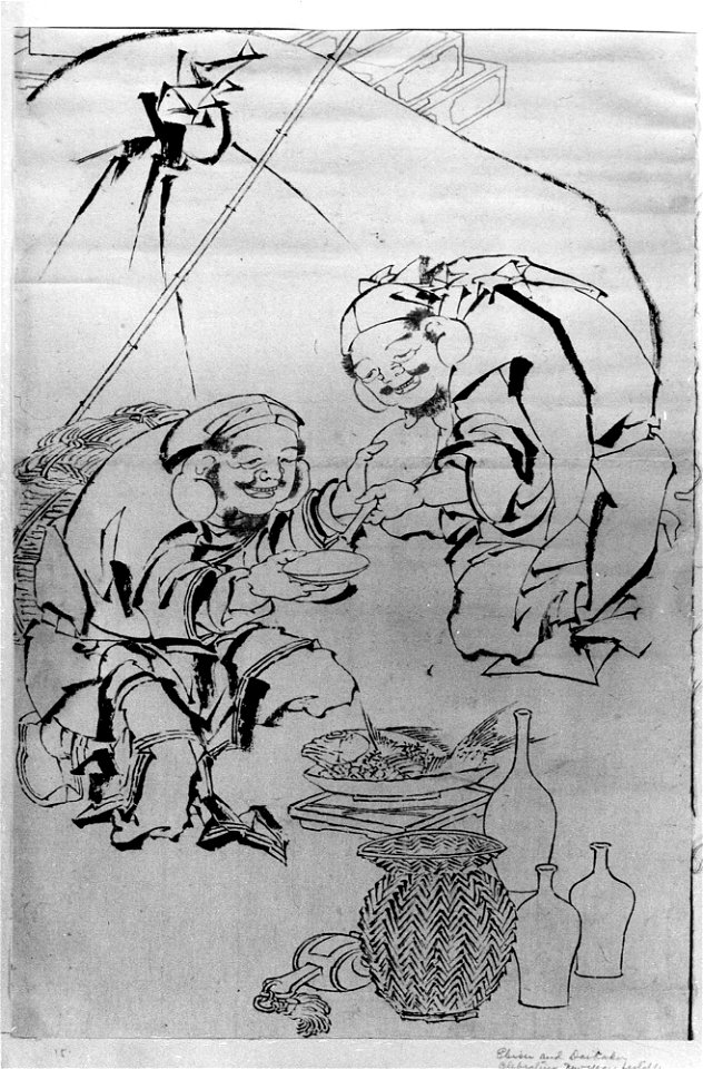 Katsushika Hokusai - Ebisu and Daikoku Celebrating the New Year Festival - 56.121.10 - Metropolitan Museum of Art