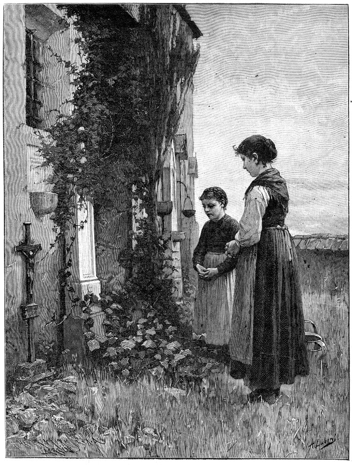 Kath. Illustratie 1894 Auf dem Friedhofe , Adolf Lüben Maler und Graveur