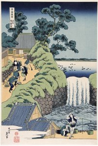 Katsushika Hokusai (1760-1849), De waterval van Aoi heuvel (1835). Free illustration for personal and commercial use.