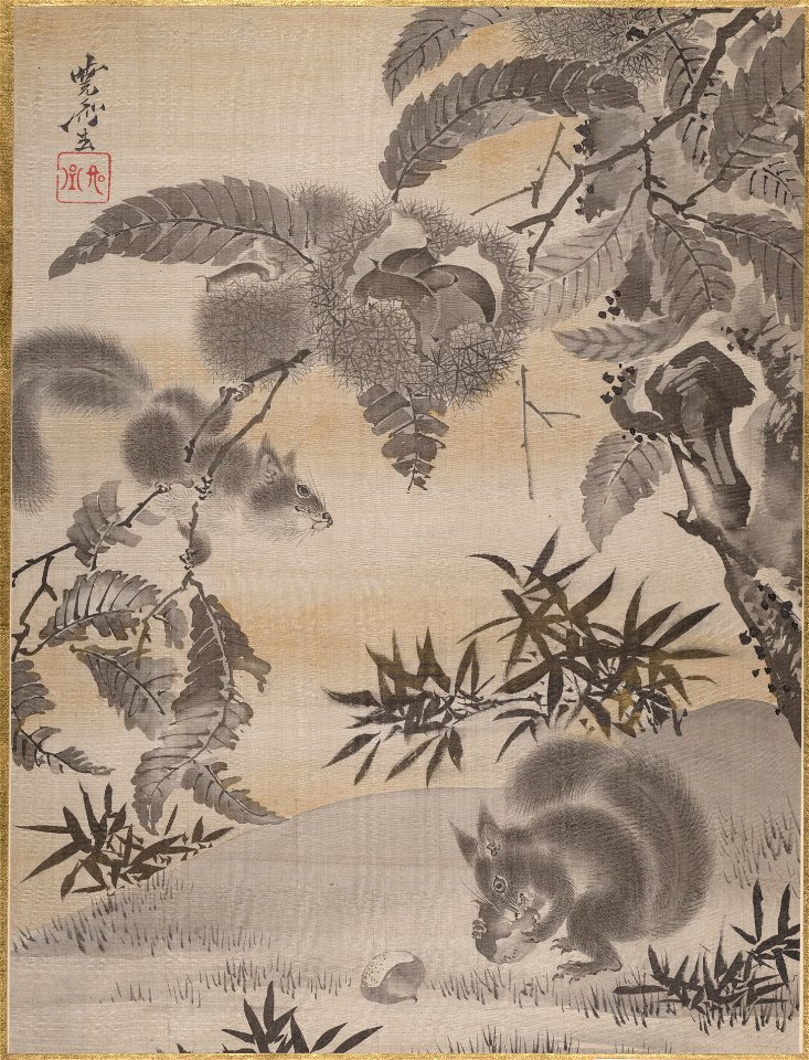 Kawanabe Kyōsai - Squirrels Gathering Chestnuts - 14.76.61.27 - Metropolitan Museum of Art