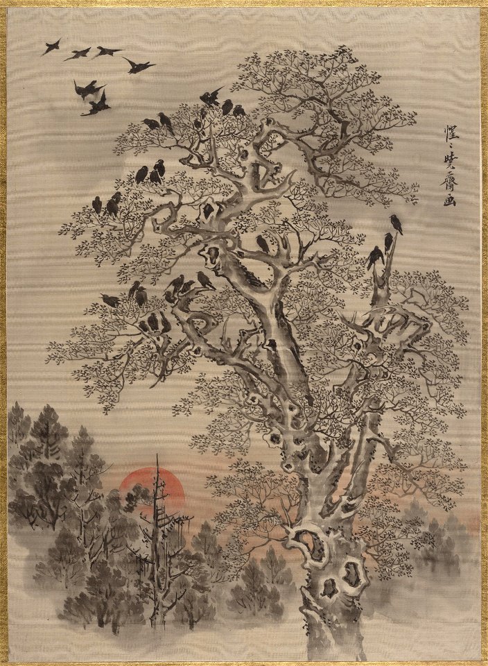 Kawanabe Kyōsai - Flock of Crows at Dawn - 14.76.61.4 - Metropolitan Museum of Art