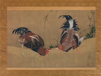 Katsushika Hokusai - Gamecocks - 14.76.56 - Metropolitan Museum of Art