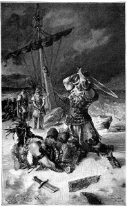 Kath Illustratie 1894 Frithjof's kamp met den Viking, naar Ferdinand Leeke