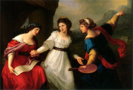 Self-portrait Hesitating between the Arts of Music and Painting by Angelica Kauffmann. Free illustration for personal and commercial use.