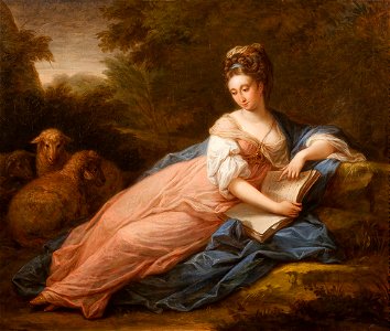 Portrait of Mary Tisdal Reading by Angelica Kauffmann. Free illustration for personal and commercial use.