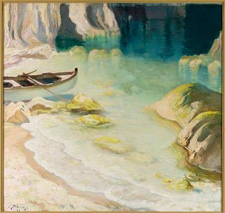 Kazimierz Stabrowski - Boat at rocky coast - MP 469 MNW - National Museum in Warsaw