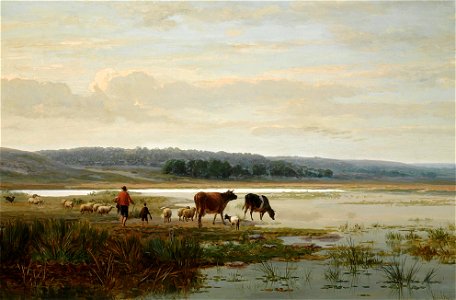 F. Keelhoff & E. Verboeckhoven - Watering the cattle at dawn