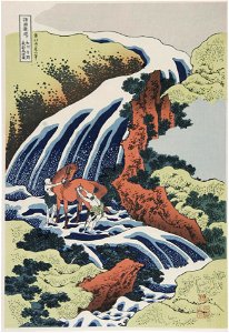 Katsushika Hokusai (1760-1849), In de Paarden-was waterval (1835). Free illustration for personal and commercial use.