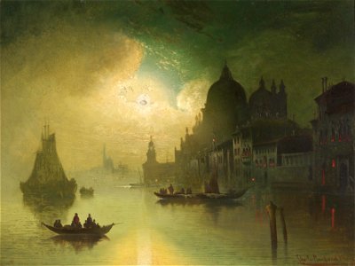 Karl Kaufmann - A Moonlit Night over Venice. Free illustration for personal and commercial use.