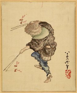 Katsushika Hokusai 葛飾北斎 - Prancing Figure with Paper Birds - y1965-204 - Princeton University Art Museum