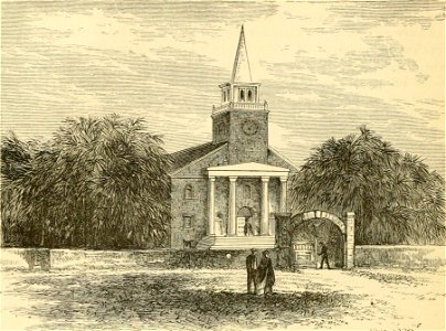 Kawaiahao Church illustration, c. 1870s. Free illustration for personal and commercial use.