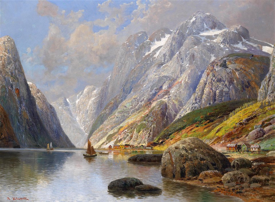 Karl Kaufmann (Holmstedt) Fjordlandschaft. Free illustration for personal and commercial use.