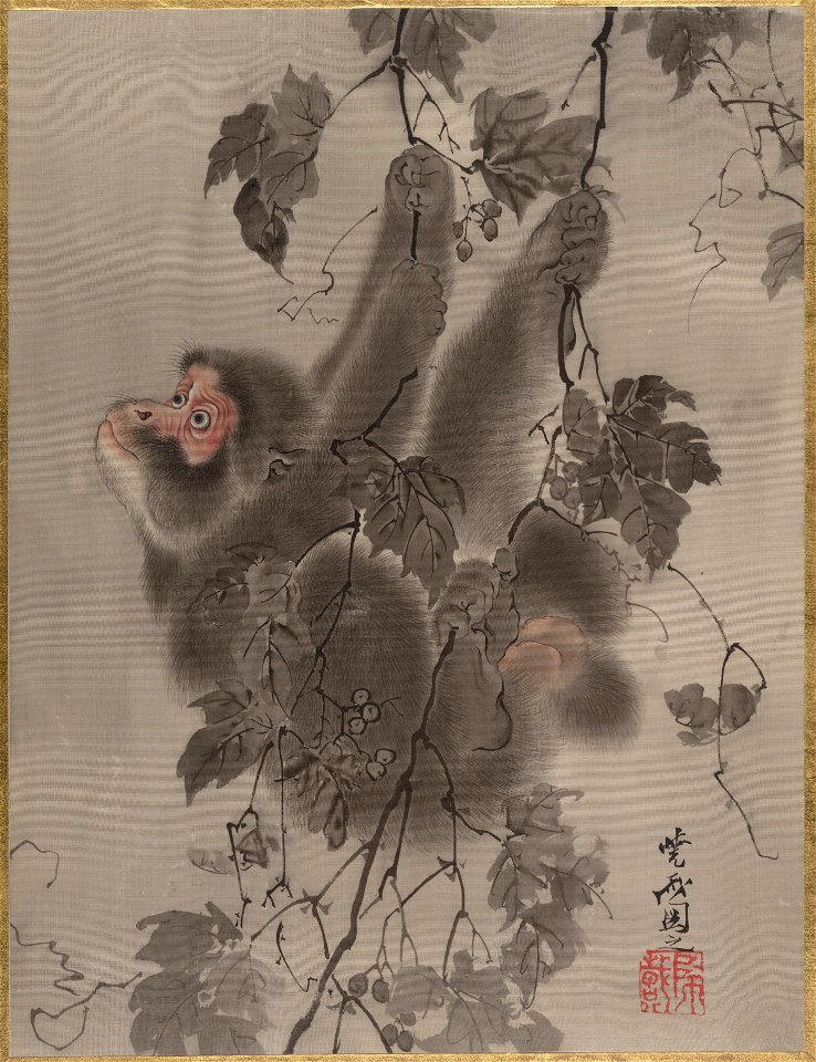 Kawanabe Kyōsai - Monkey Hanging from Grapevines - 14.76.61.28 - Metropolitan Museum of Art