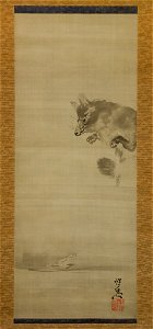 Kawanabe Kyōsai - Tanuki (Racoon Dog) Viewing Its Reflection in Water - 36.100.44 - Metropolitan Museum of Art