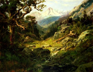 William Keith - Landscape with Mount Shasta. Free illustration for personal and commercial use.