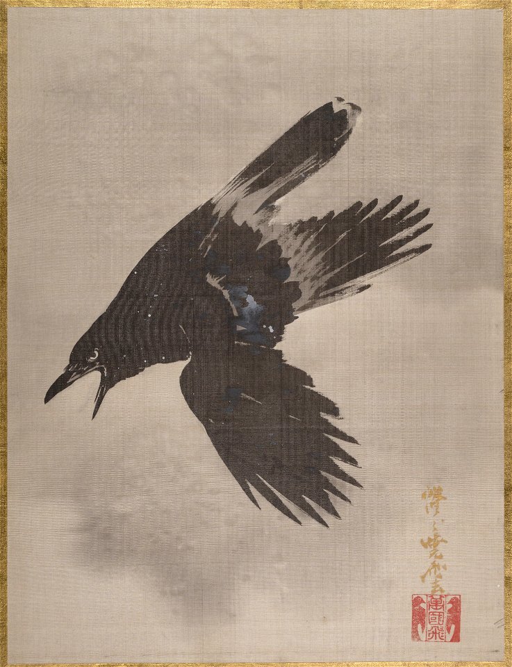 Kawanabe Kyōsai - Crow Flying in the Snow - 14.76.61.34 - Metropolitan Museum of Art