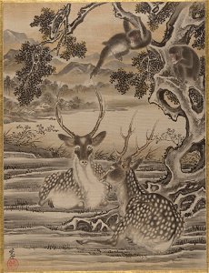 Kawanabe Kyōsai - Deer and Monkeys - 14.76.61.24 - Metropolitan Museum of Art