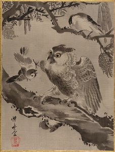 Kawanabe Kyōsai - Owl Mocked by Small Birds - 14.76.61.33 - Metropolitan Museum of Art