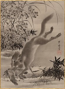 Kawanabe Kyōsai - Fox Catching Bird - 14.76.61.31 - Metropolitan Museum of Art