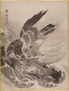 Kawanabe Kyōsai - Eagle Attacking Fish - 14.76.61.5 - Metropolitan Museum of Art